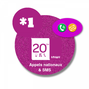 recharge en ligne Inwi Appels nationaux & SMS
 par paypal 20 DH